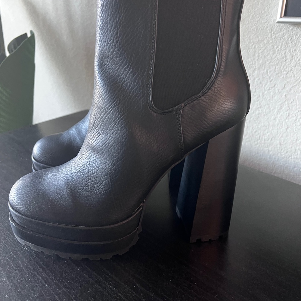 JLo Margy Black Leather Platform Boots